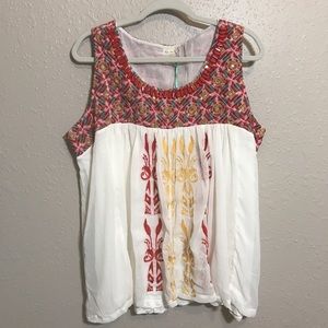 Kyla Seo Women’s Embroidered Swing Sleeveless/ Tank Top Shirt Sz XL